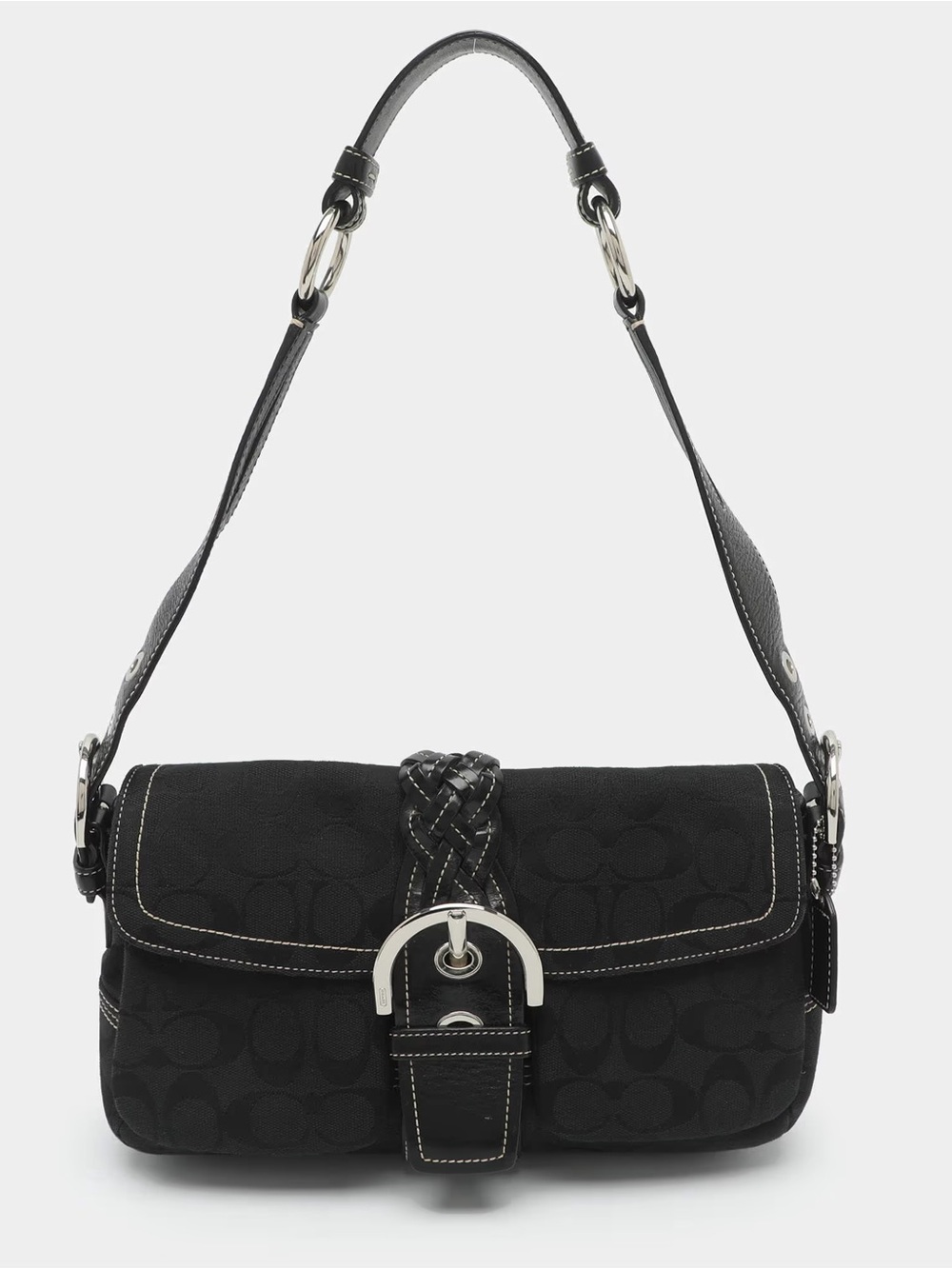Coach Black Shoulder Bag with Braided Strap - SoHo